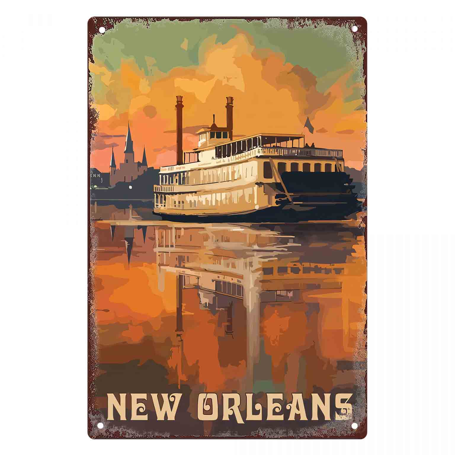 Home Decor New Orleans - لافتة معدنية مسطحة ثنائية الأبعاد بتصميم