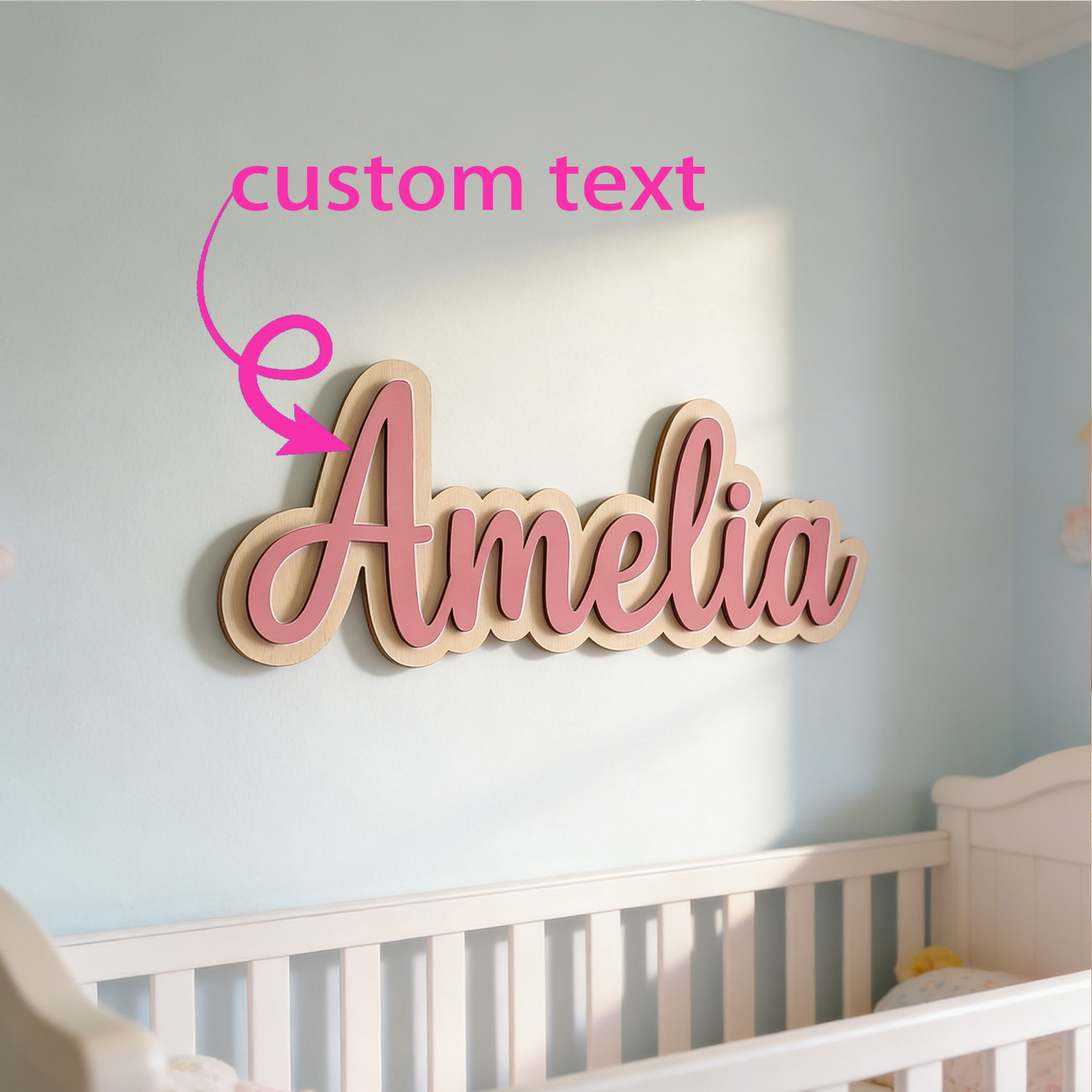 Home Decor Names - لافتة خشبية مخصصة ذات طبقتين تحمل