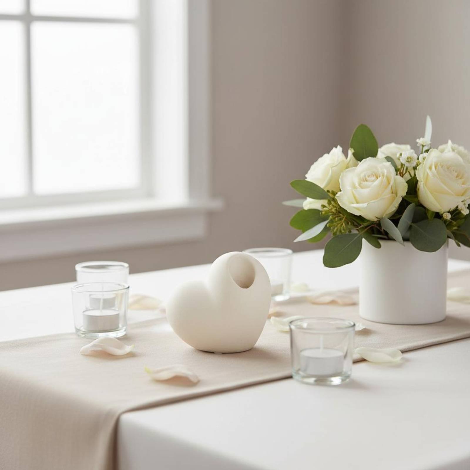 Home Decor Minimalist Style - حامل شموع سيراميك على شكل قلب،