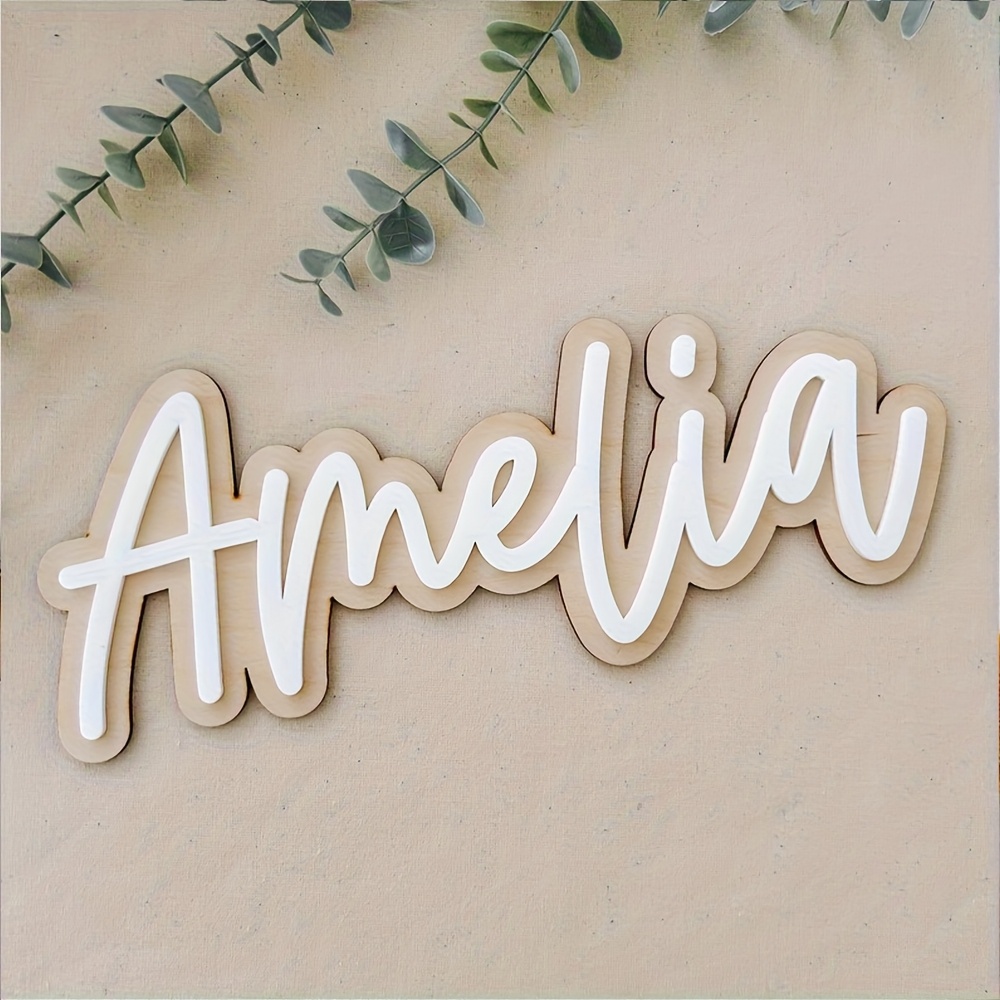 Home Decor Names - لوحة اسم خشبية مزدوجة الطبقات قابلة