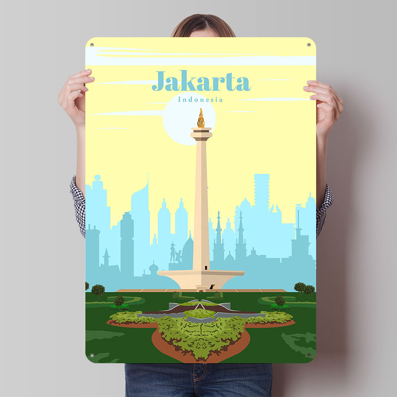 Home Decor Jakarta - ملصق مطبوع بتصميم 'السفر إلى جاكرتا'،
