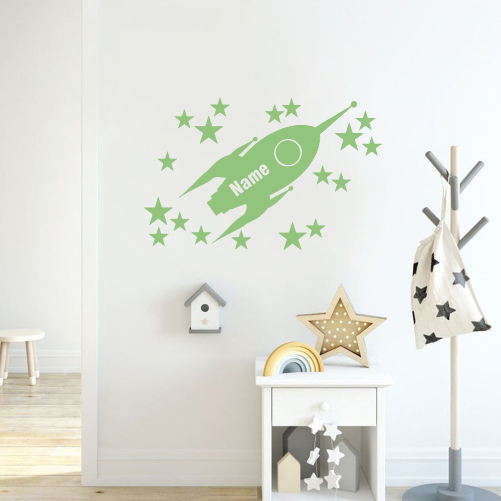Home Decor Sticker - 1 قطعة الصواريخ والنجوم الكرتون مضيئة
