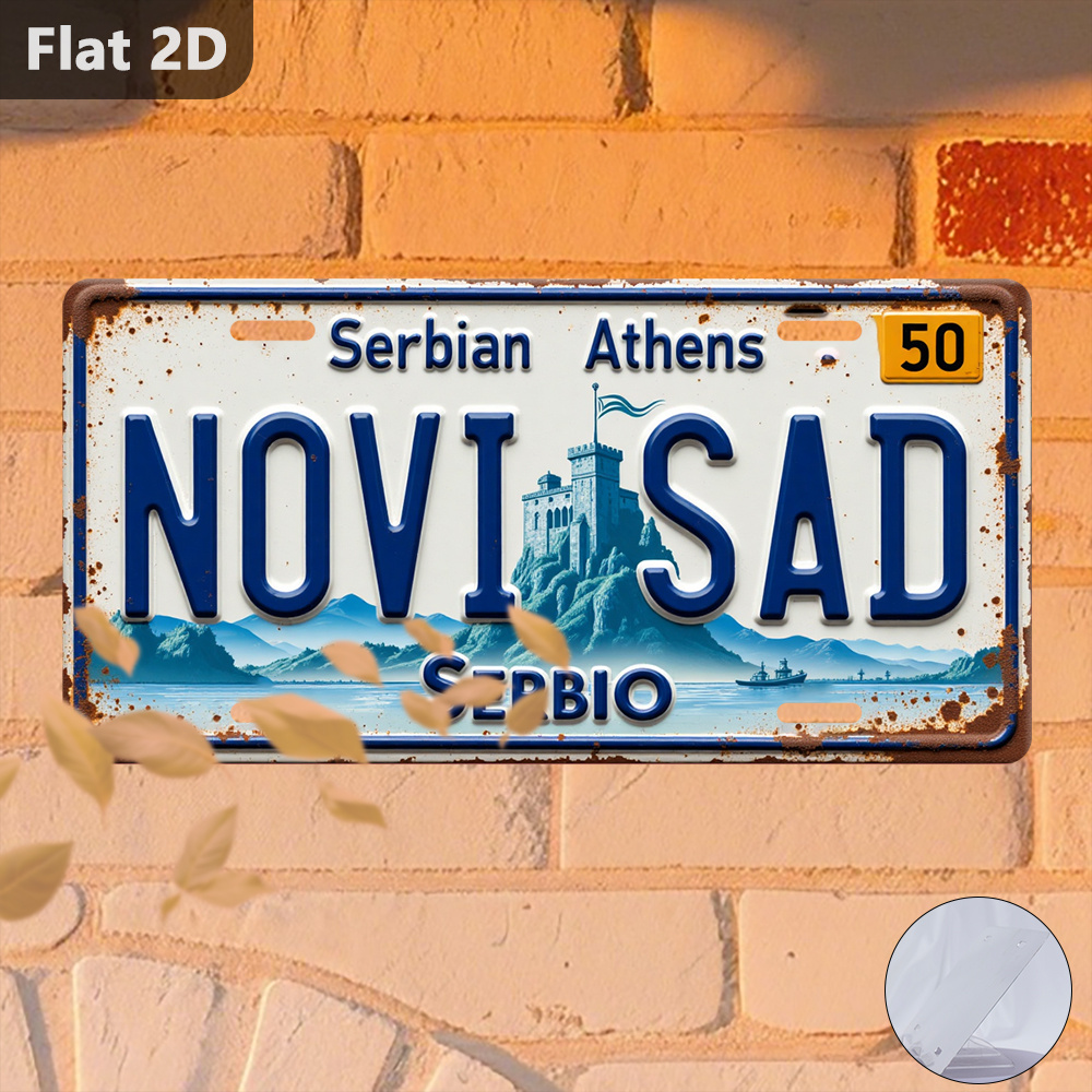Home Decor Novi Sad - لافتة معدنية عتيقة الطراز تصور منظر