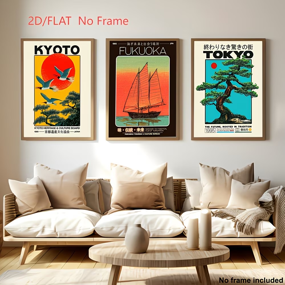 Home Decor Japanese - 3 قطع من اللوحات الفنية اليابانية