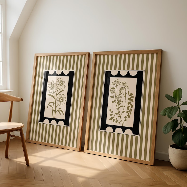 Home Decor Minimalist Style - 2 قطعة/المجموعة البوهيمي نمط النبات الفن