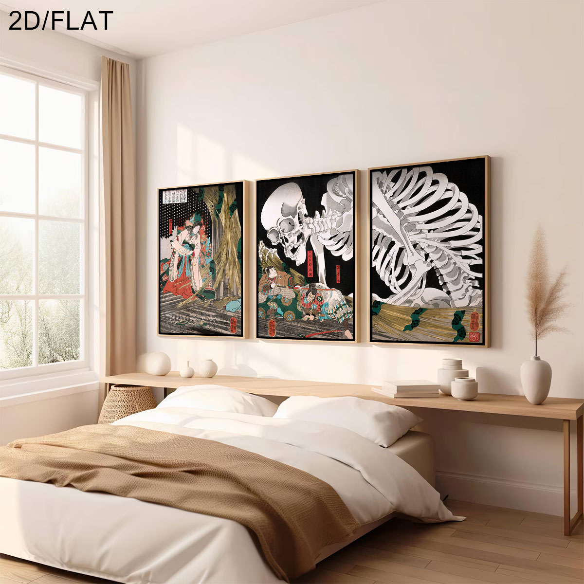 3 قطع من لوحات قماشية فنية بتص - مراجعة Home Decor Japanese وسعره