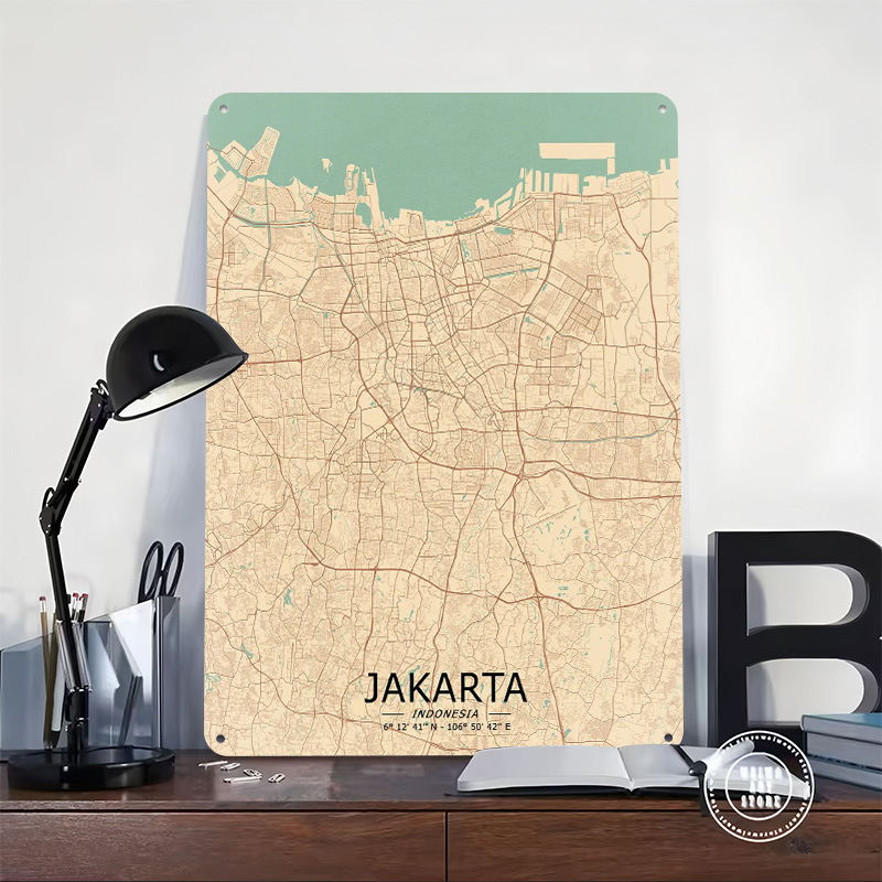 جاكرتا خمر خريطة مطبوعة ملصق م - مراجعة Home Decor Jakarta وسعره