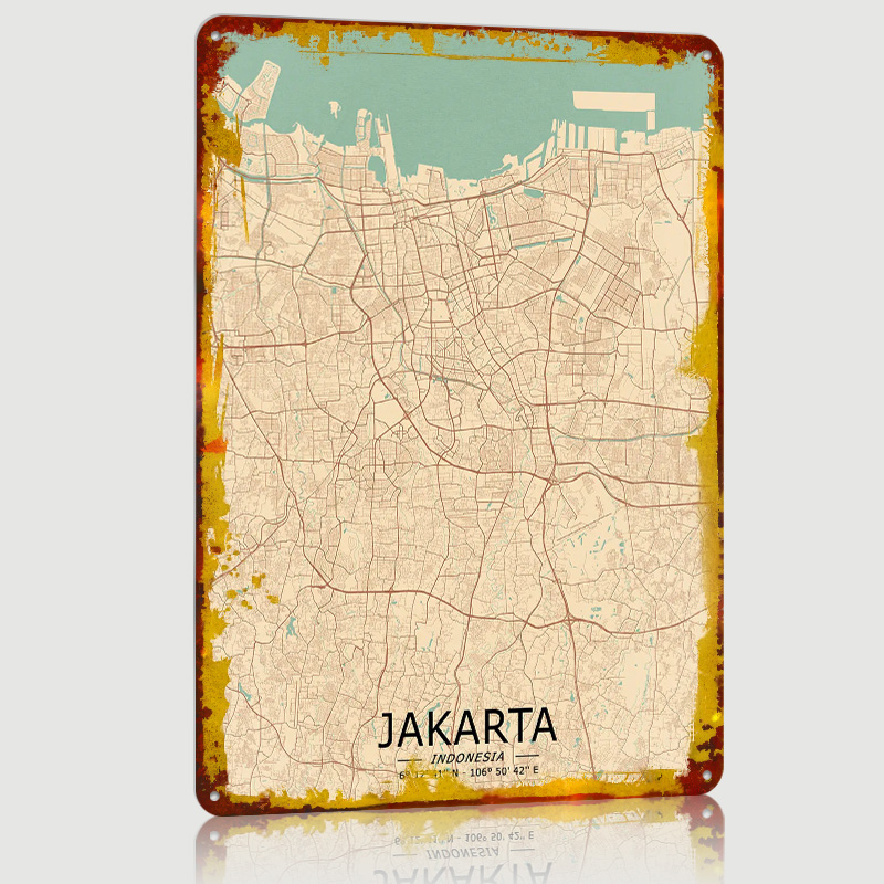 جاكرتا خمر خريطة مطبوعة ملصق م - مراجعة Home Decor Jakarta وسعره