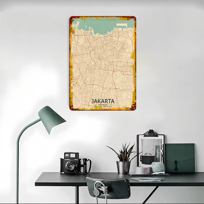 جاكرتا خمر خريطة مطبوعة ملصق م - مراجعة Home Decor Jakarta وسعره