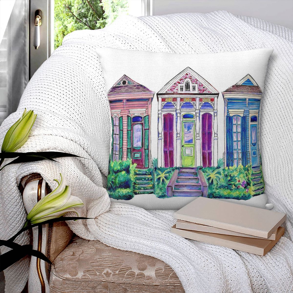 غطاء وسادة مربع بتصميم منازل ن - مراجعة Home Decor New Orleans وسعره