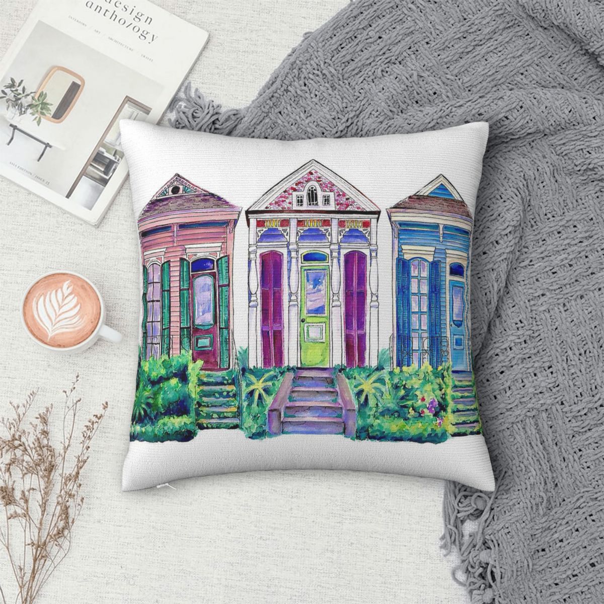 غطاء وسادة مربع بتصميم منازل ن - مراجعة Home Decor New Orleans وسعره