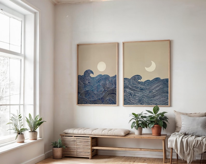 قطعتان من لوحات فنية جدارية عل - مراجعة Home Decor Minimalist Style وسعره