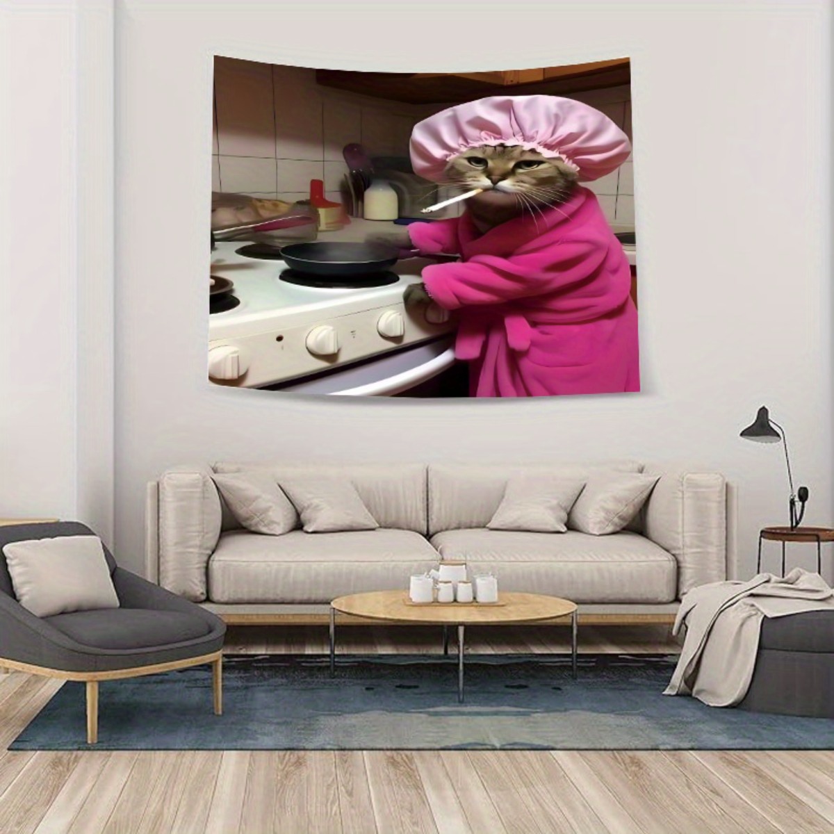 لوحة جدارية بتصميم قط الطاهي ب - مراجعة Home Decor Minimalist Style وسعره