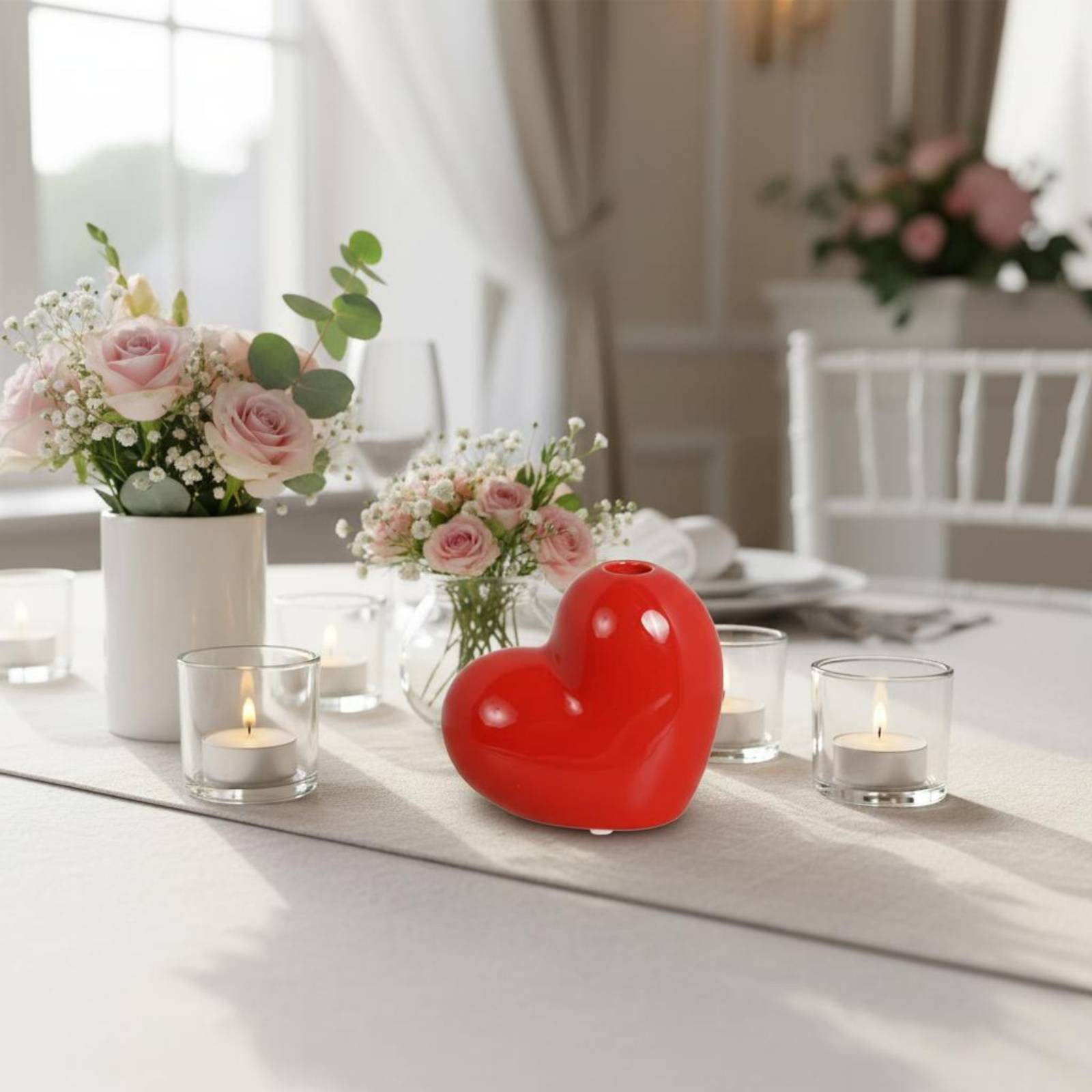 حامل شموع سيراميك على شكل قلب، - مراجعة Home Decor Minimalist Style وسعره