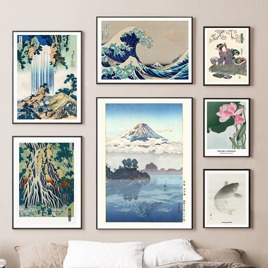 Hokusai Ohara Koson اليابانية  - مراجعة Home Decor Japanese وسعره