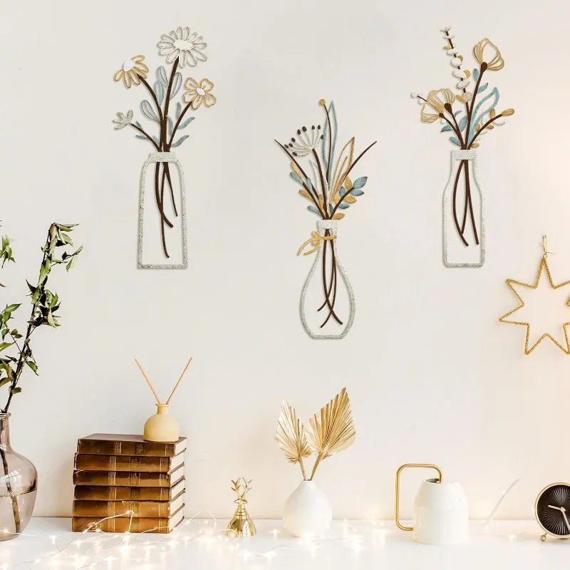 3 قطع من الزهور المعدنية لتزيي - مراجعة Home Decor Minimalist Style وسعره
