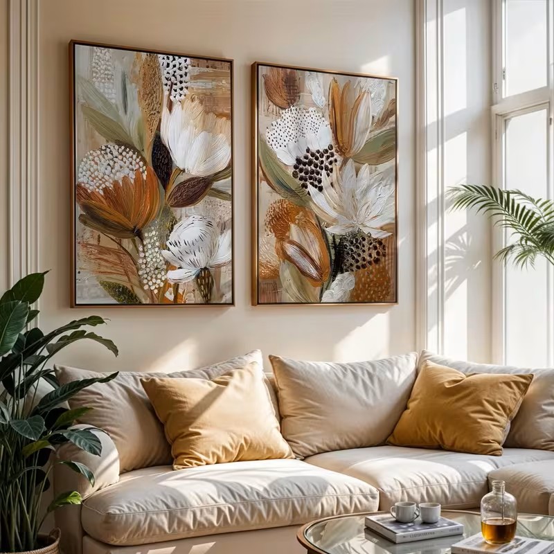 لوحات فنية عصرية من قطعتين بتص - مراجعة Home Decor Minimalist Style وسعره