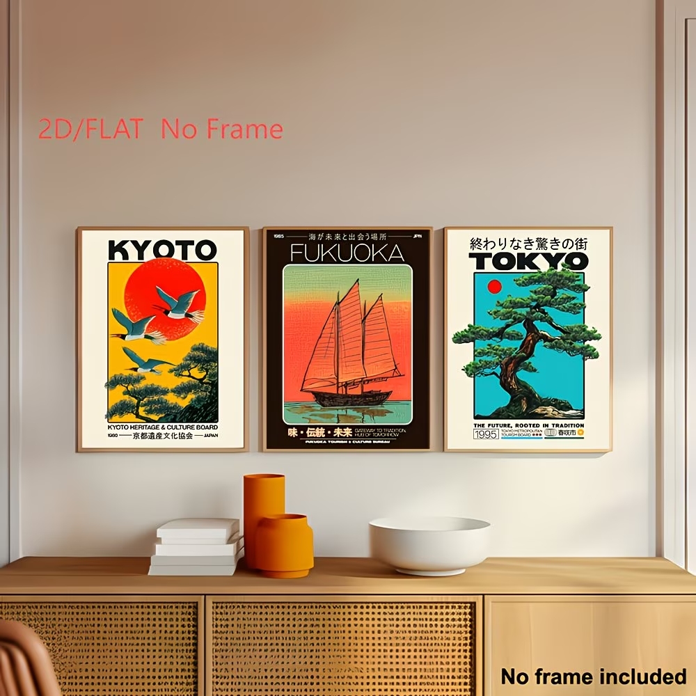 3 قطع من اللوحات الفنية اليابا - مراجعة Home Decor Japanese وسعره